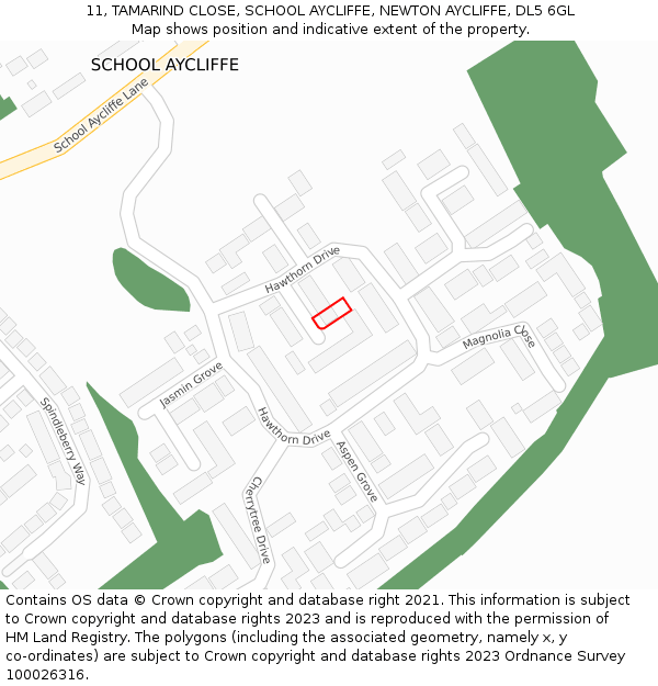 11, TAMARIND CLOSE, SCHOOL AYCLIFFE, NEWTON AYCLIFFE, DL5 6GL: Location map and indicative extent of plot