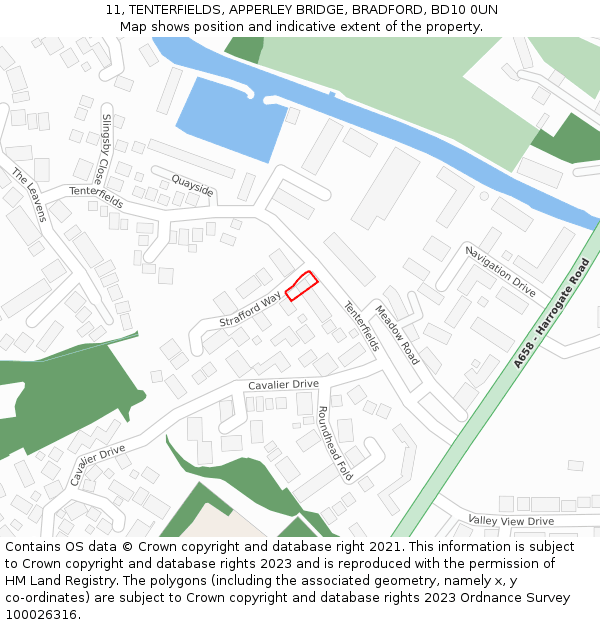 11, TENTERFIELDS, APPERLEY BRIDGE, BRADFORD, BD10 0UN: Location map and indicative extent of plot