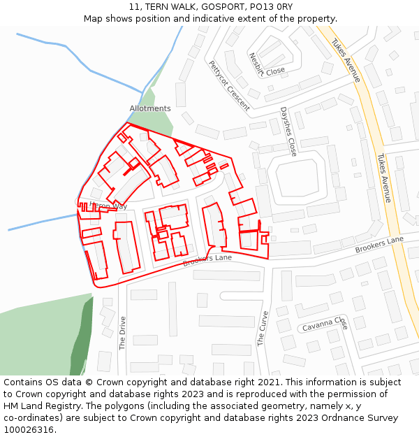 11, TERN WALK, GOSPORT, PO13 0RY: Location map and indicative extent of plot