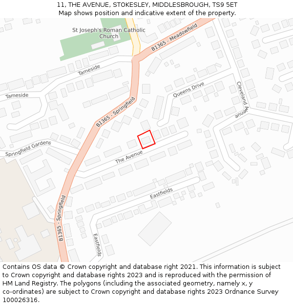 11, THE AVENUE, STOKESLEY, MIDDLESBROUGH, TS9 5ET: Location map and indicative extent of plot