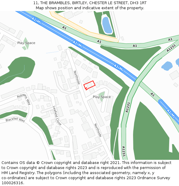 11, THE BRAMBLES, BIRTLEY, CHESTER LE STREET, DH3 1RT: Location map and indicative extent of plot