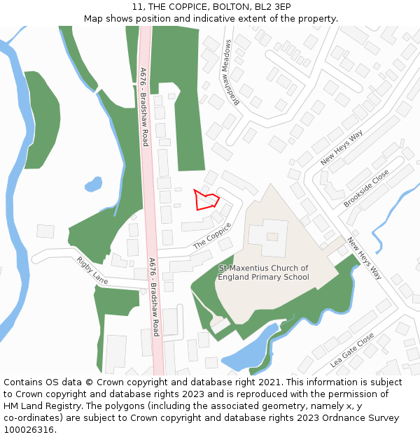 11, THE COPPICE, BOLTON, BL2 3EP: Location map and indicative extent of plot