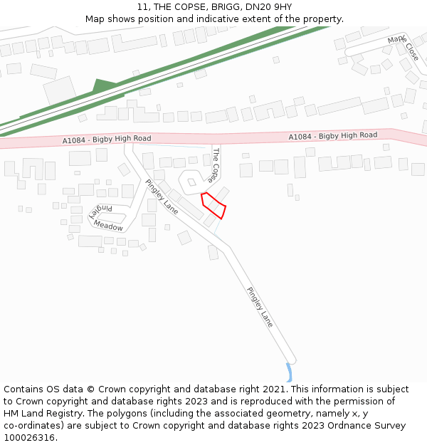 11, THE COPSE, BRIGG, DN20 9HY: Location map and indicative extent of plot