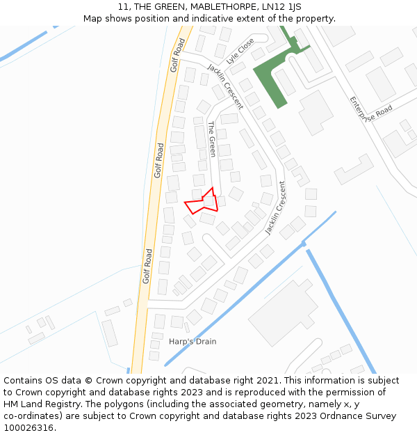 11, THE GREEN, MABLETHORPE, LN12 1JS: Location map and indicative extent of plot