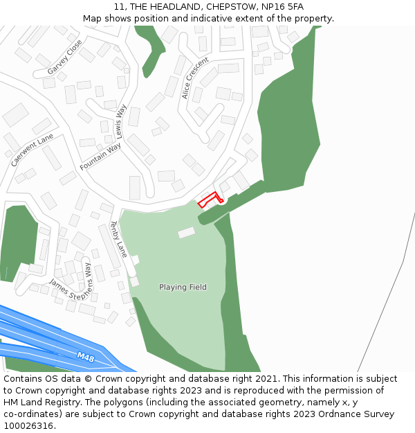 11, THE HEADLAND, CHEPSTOW, NP16 5FA: Location map and indicative extent of plot