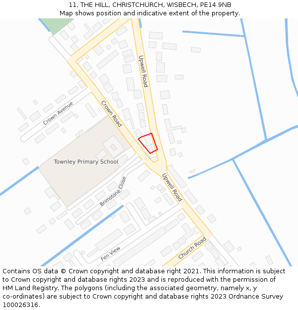 11, THE HILL, CHRISTCHURCH, WISBECH, PE14 9NB: Location map and indicative extent of plot