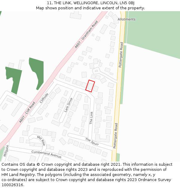 11, THE LINK, WELLINGORE, LINCOLN, LN5 0BJ: Location map and indicative extent of plot