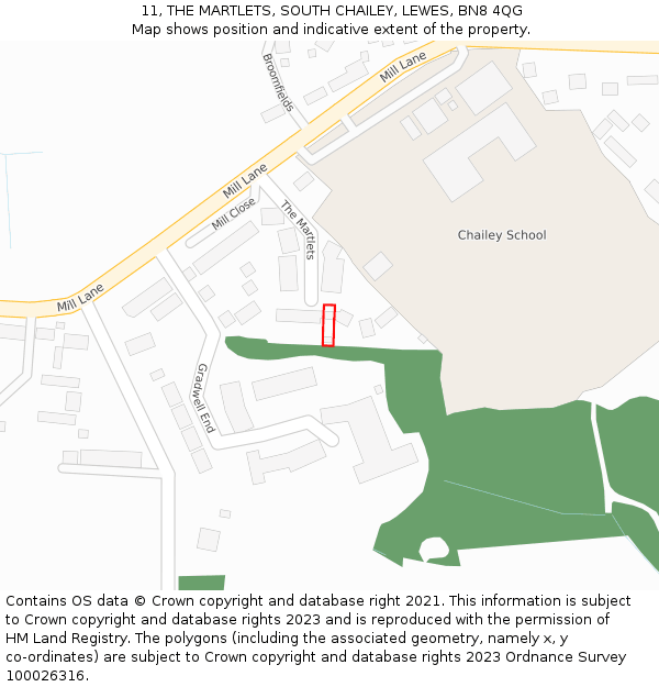 11, THE MARTLETS, SOUTH CHAILEY, LEWES, BN8 4QG: Location map and indicative extent of plot