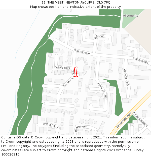 11, THE MEET, NEWTON AYCLIFFE, DL5 7PQ: Location map and indicative extent of plot