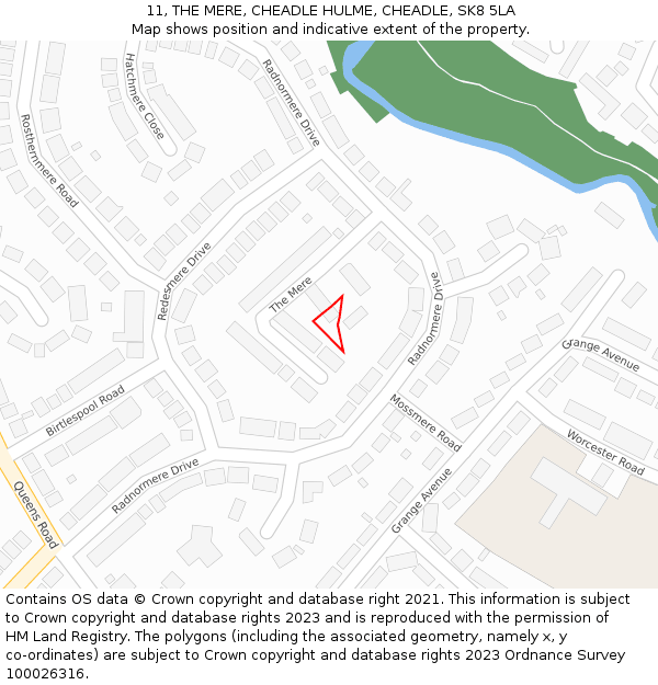 11, THE MERE, CHEADLE HULME, CHEADLE, SK8 5LA: Location map and indicative extent of plot