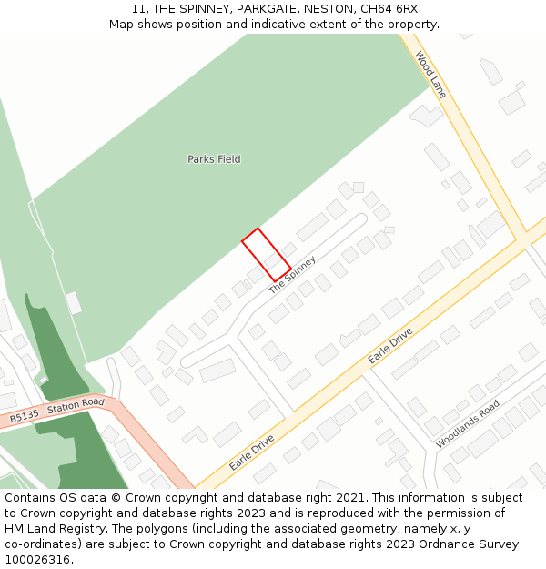 11, THE SPINNEY, PARKGATE, NESTON, CH64 6RX: Location map and indicative extent of plot