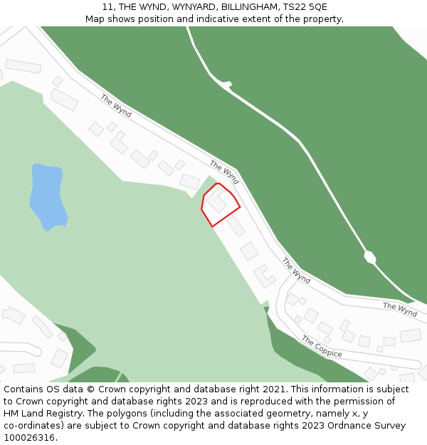 11, THE WYND, WYNYARD, BILLINGHAM, TS22 5QE: Location map and indicative extent of plot