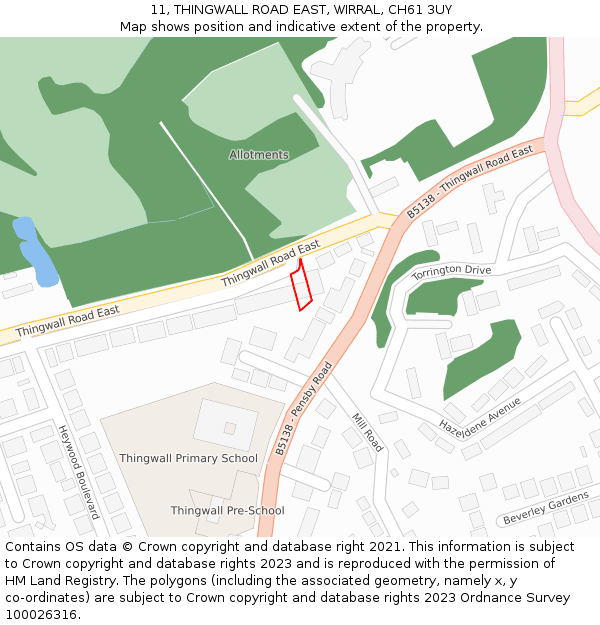 11, THINGWALL ROAD EAST, WIRRAL, CH61 3UY: Location map and indicative extent of plot