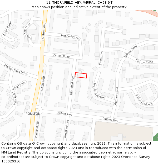 11, THORNFIELD HEY, WIRRAL, CH63 9JT: Location map and indicative extent of plot