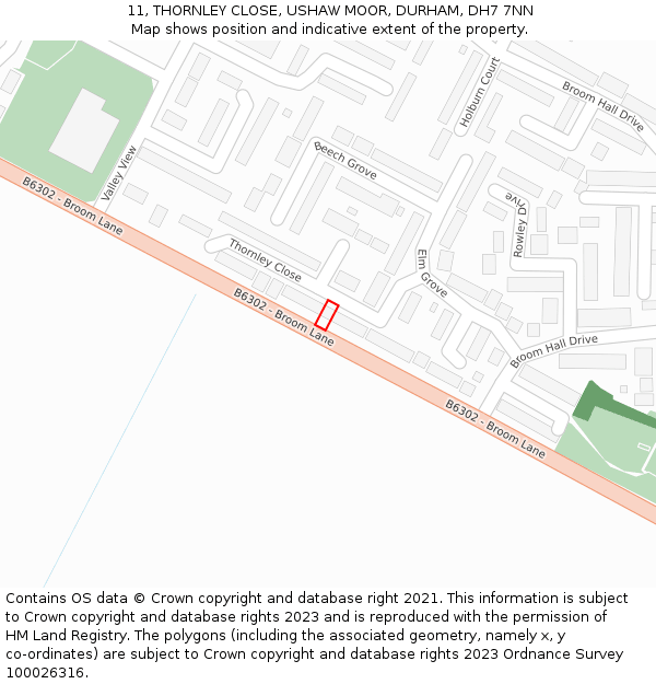 11, THORNLEY CLOSE, USHAW MOOR, DURHAM, DH7 7NN: Location map and indicative extent of plot