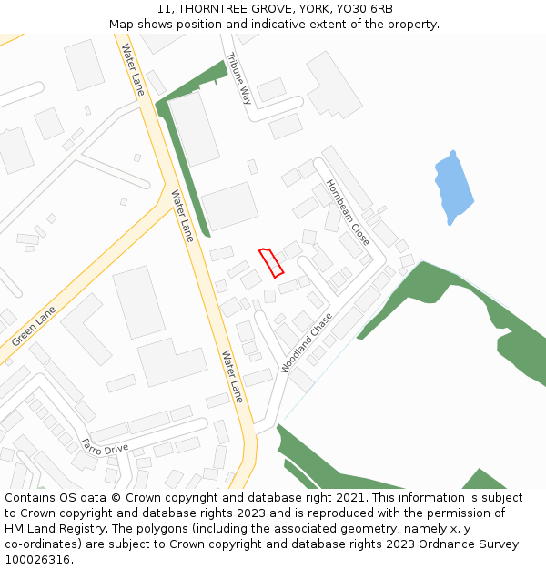 11, THORNTREE GROVE, YORK, YO30 6RB: Location map and indicative extent of plot