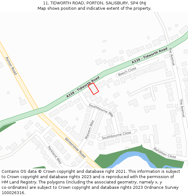 11, TIDWORTH ROAD, PORTON, SALISBURY, SP4 0NJ: Location map and indicative extent of plot