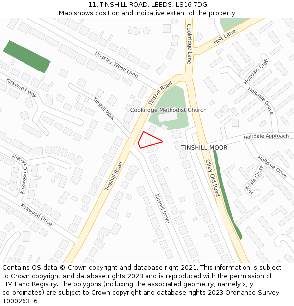 11, TINSHILL ROAD, LEEDS, LS16 7DG: Location map and indicative extent of plot