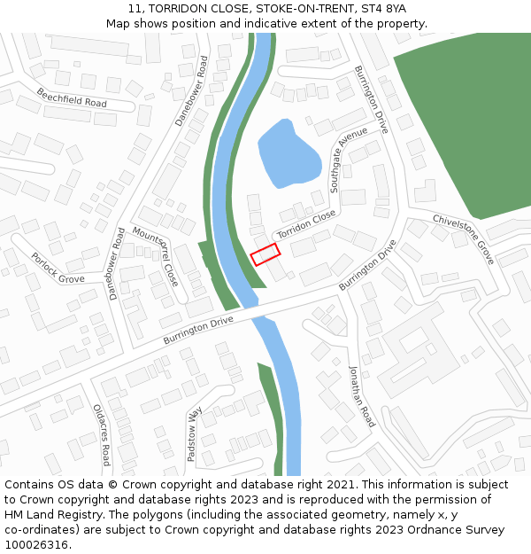 11, TORRIDON CLOSE, STOKE-ON-TRENT, ST4 8YA: Location map and indicative extent of plot