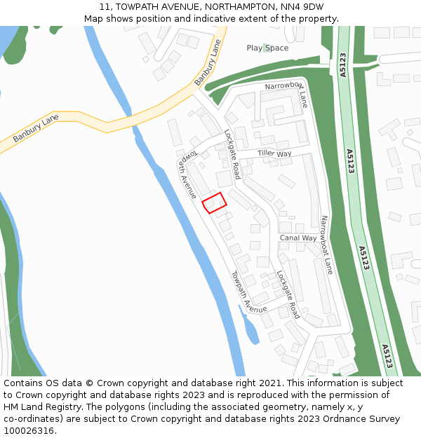 11, TOWPATH AVENUE, NORTHAMPTON, NN4 9DW: Location map and indicative extent of plot