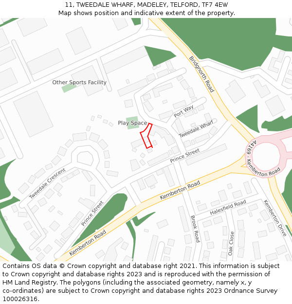 11, TWEEDALE WHARF, MADELEY, TELFORD, TF7 4EW: Location map and indicative extent of plot
