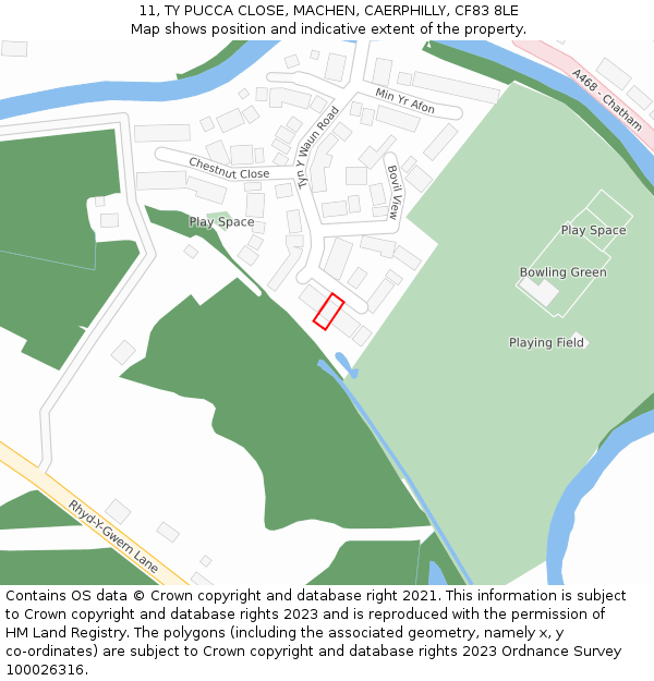 11, TY PUCCA CLOSE, MACHEN, CAERPHILLY, CF83 8LE: Location map and indicative extent of plot