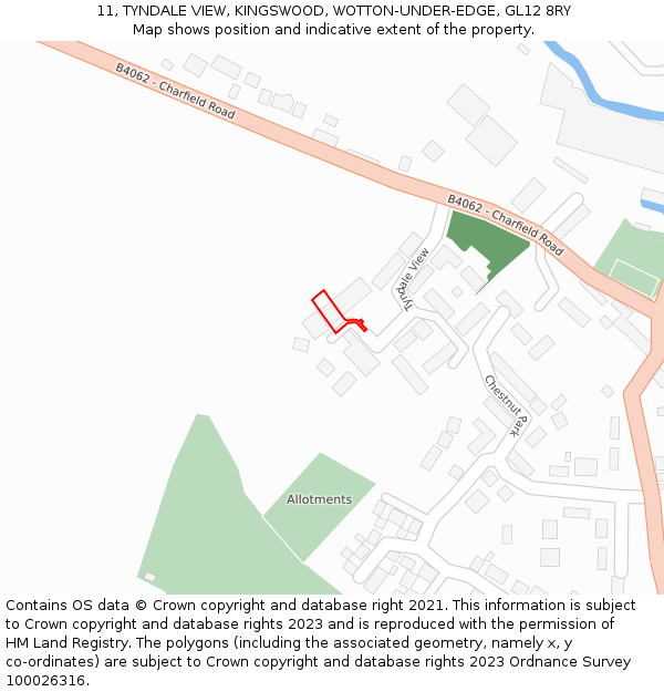 11, TYNDALE VIEW, KINGSWOOD, WOTTON-UNDER-EDGE, GL12 8RY: Location map and indicative extent of plot