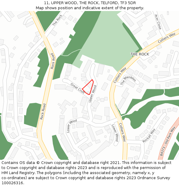 11, UPPER WOOD, THE ROCK, TELFORD, TF3 5DR: Location map and indicative extent of plot
