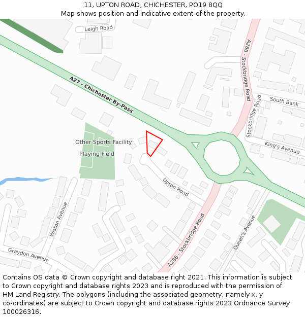 11, UPTON ROAD, CHICHESTER, PO19 8QQ: Location map and indicative extent of plot