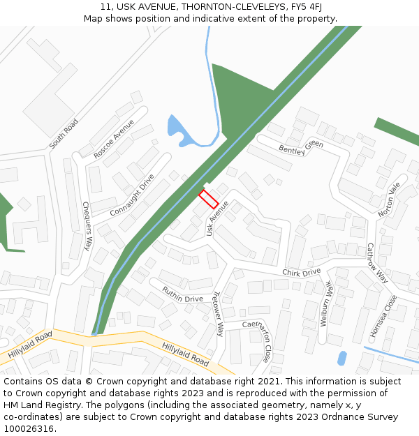 11, USK AVENUE, THORNTON-CLEVELEYS, FY5 4FJ: Location map and indicative extent of plot