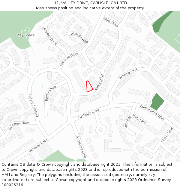 11, VALLEY DRIVE, CARLISLE, CA1 3TB: Location map and indicative extent of plot