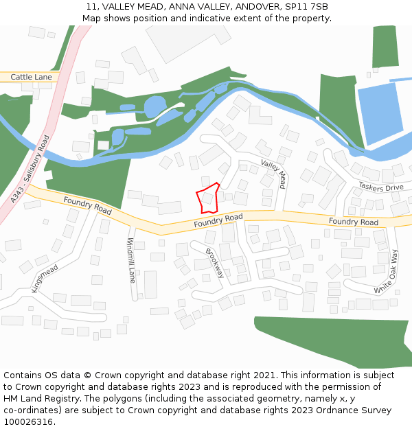 11, VALLEY MEAD, ANNA VALLEY, ANDOVER, SP11 7SB: Location map and indicative extent of plot