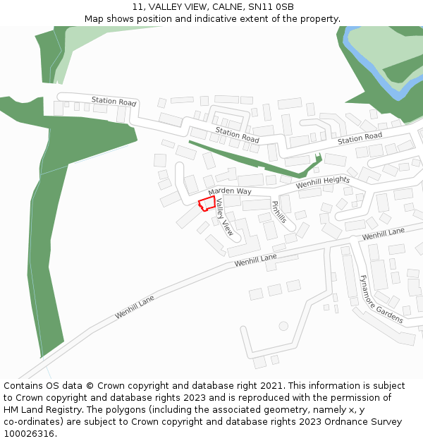 11, VALLEY VIEW, CALNE, SN11 0SB: Location map and indicative extent of plot