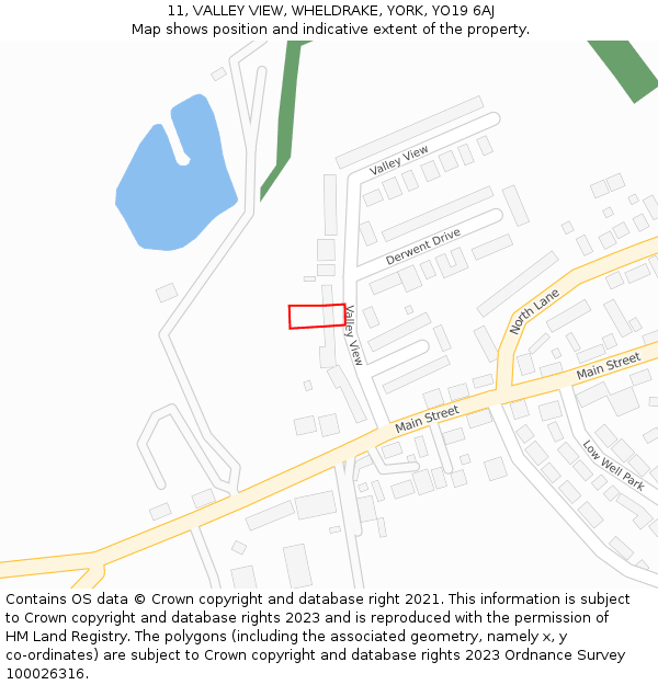 11, VALLEY VIEW, WHELDRAKE, YORK, YO19 6AJ: Location map and indicative extent of plot