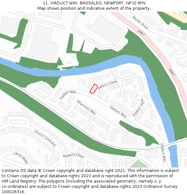 11, VIADUCT WAY, BASSALEG, NEWPORT, NP10 8FN: Location map and indicative extent of plot