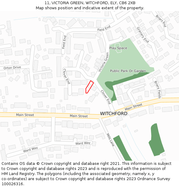 11, VICTORIA GREEN, WITCHFORD, ELY, CB6 2XB: Location map and indicative extent of plot