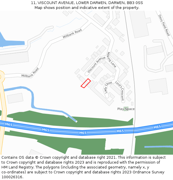 11, VISCOUNT AVENUE, LOWER DARWEN, DARWEN, BB3 0SS: Location map and indicative extent of plot