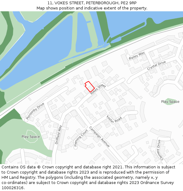 11, VOKES STREET, PETERBOROUGH, PE2 9RP: Location map and indicative extent of plot