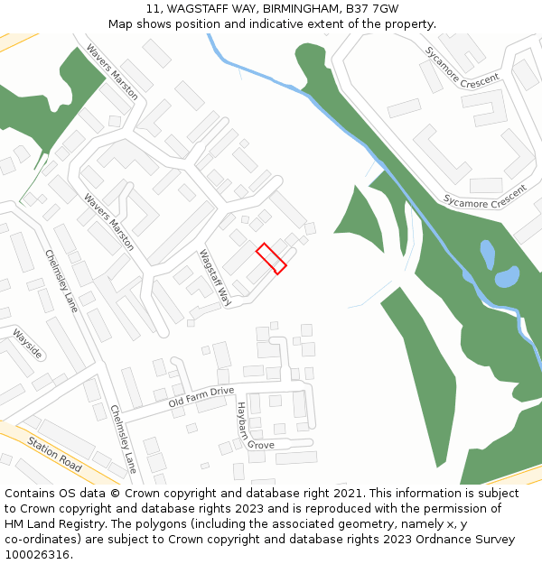 11, WAGSTAFF WAY, BIRMINGHAM, B37 7GW: Location map and indicative extent of plot