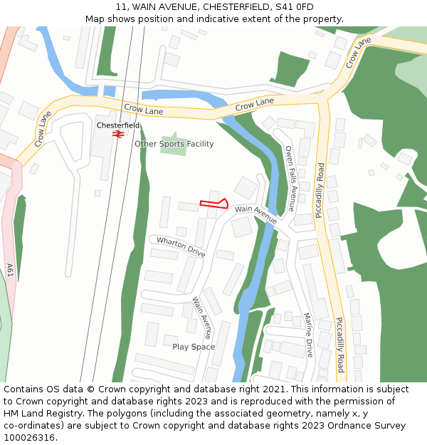 11, WAIN AVENUE, CHESTERFIELD, S41 0FD: Location map and indicative extent of plot