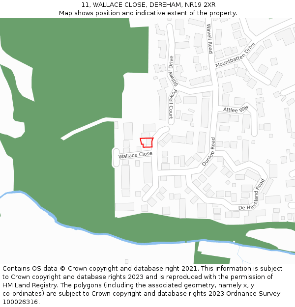 11, WALLACE CLOSE, DEREHAM, NR19 2XR: Location map and indicative extent of plot