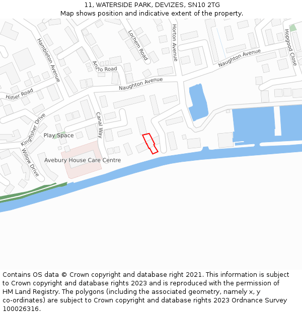 11, WATERSIDE PARK, DEVIZES, SN10 2TG: Location map and indicative extent of plot