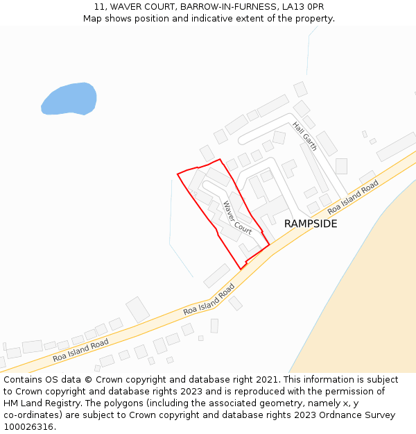 11, WAVER COURT, BARROW-IN-FURNESS, LA13 0PR: Location map and indicative extent of plot