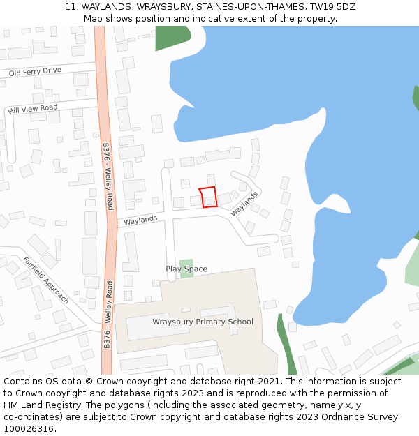 11, WAYLANDS, WRAYSBURY, STAINES-UPON-THAMES, TW19 5DZ: Location map and indicative extent of plot