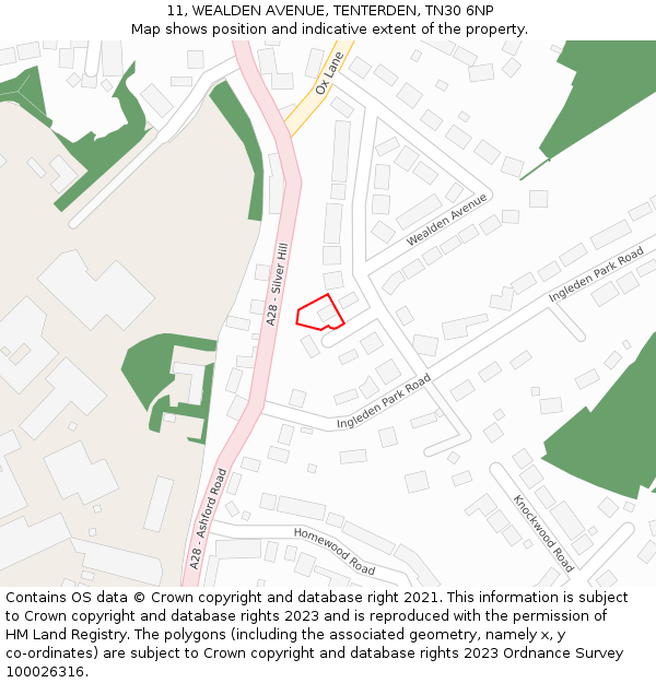 11, WEALDEN AVENUE, TENTERDEN, TN30 6NP: Location map and indicative extent of plot
