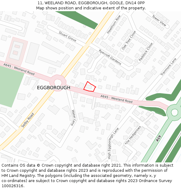 11, WEELAND ROAD, EGGBOROUGH, GOOLE, DN14 0PP: Location map and indicative extent of plot