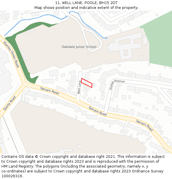 11, WELL LANE, POOLE, BH15 2DT: Location map and indicative extent of plot