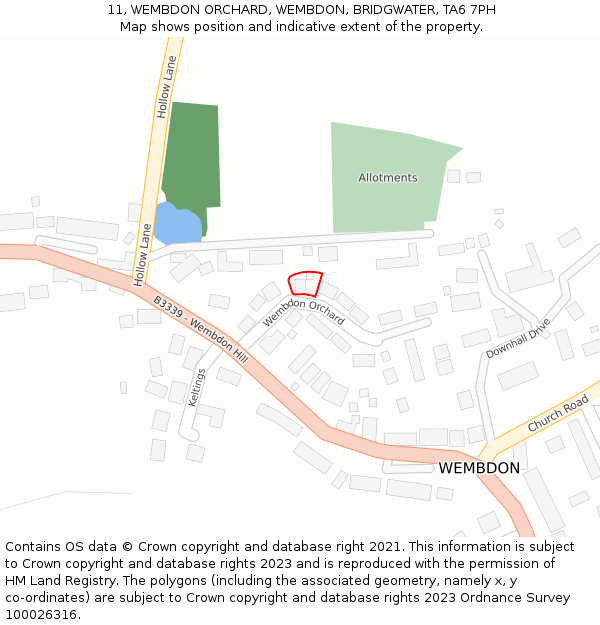 11, WEMBDON ORCHARD, WEMBDON, BRIDGWATER, TA6 7PH: Location map and indicative extent of plot
