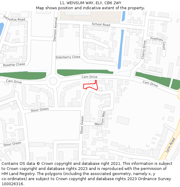 11, WENSUM WAY, ELY, CB6 2WY: Location map and indicative extent of plot