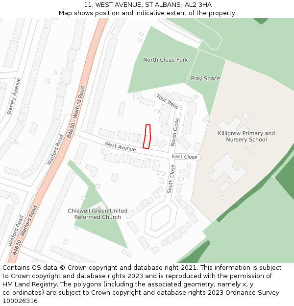 11, WEST AVENUE, ST ALBANS, AL2 3HA: Location map and indicative extent of plot